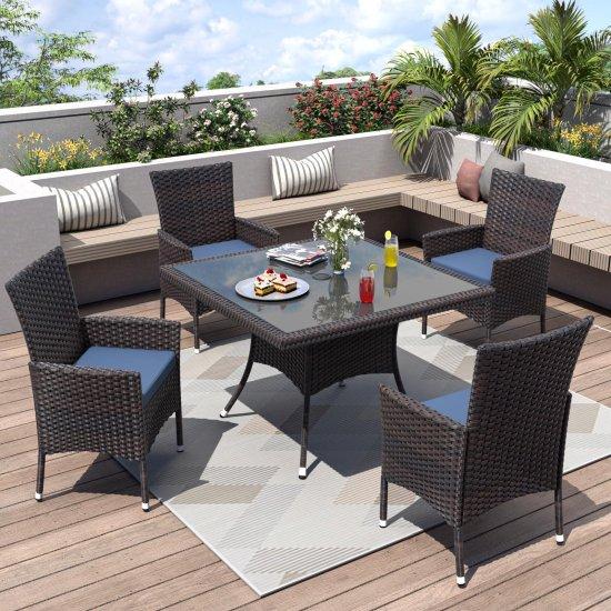 Rattan Camlı Masa Sandalye Takımı
