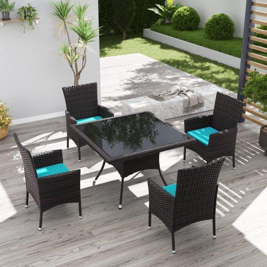 Rattan Camlı Masa Sandalye Takımı