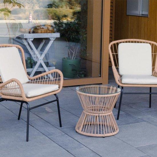 Rattan Camlı Masa Sandalye Takımı
