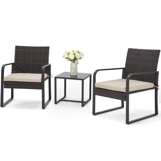 Rattan Camlı Masa Sandalye Takımı