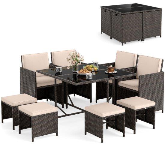 Rattan Camlı Masa Sandalye Takımı