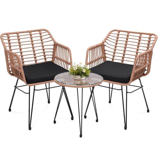 Rattan Camlı Masa Sandalye Takımı