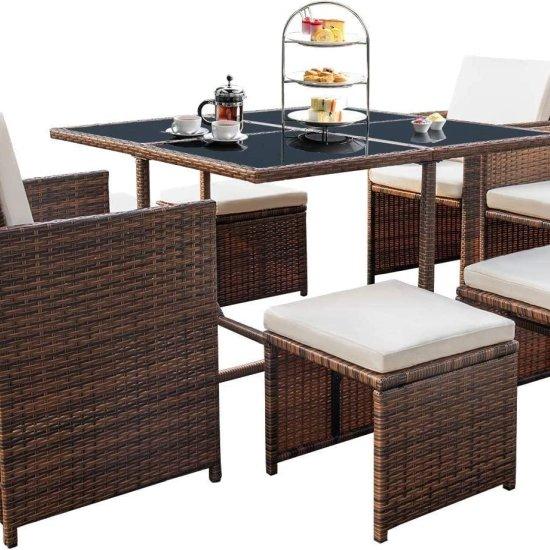 Rattan Camlı Masa Sandalye Takımı
