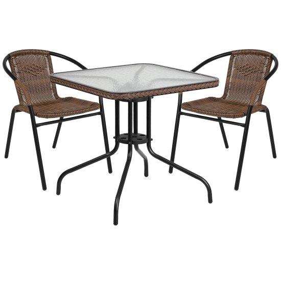 Rattan Camlı Masa Sandalye Takımı