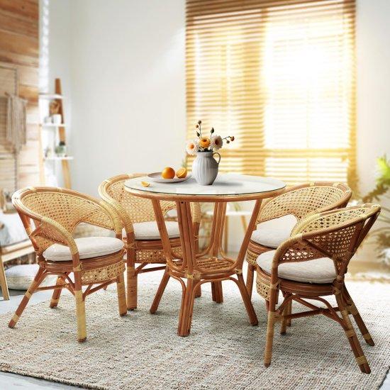 Rattan Camlı Masa Sandalye Takımı