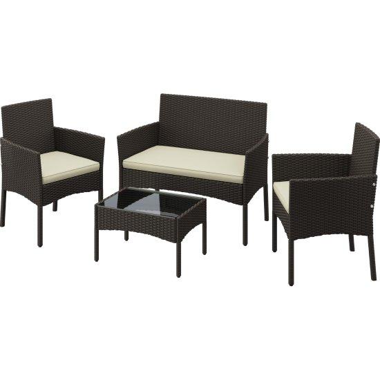 Rattan Camlı Masa Sandalye Takımı