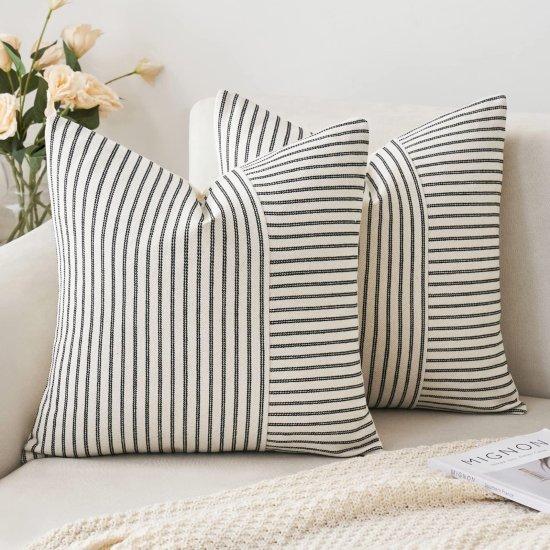 Siyah Beyaz Kırlent Kılıfı