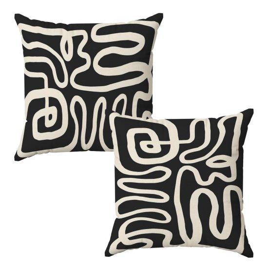 Siyah Beyaz Kırlent Kılıfı