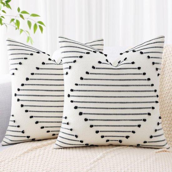 Siyah Beyaz Kırlent Kılıfı