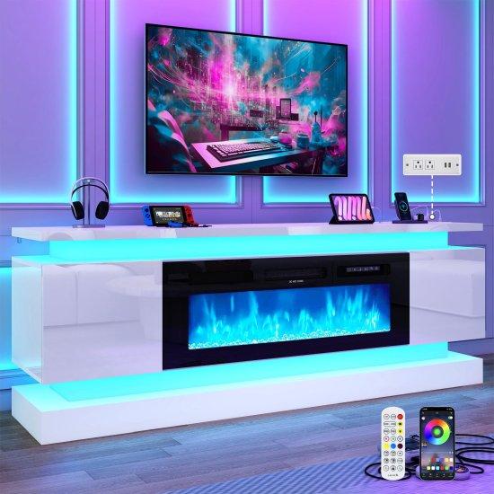 Şömineli Tv Ünitesi Beyaz