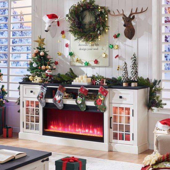 Şömineli Tv Ünitesi Beyaz