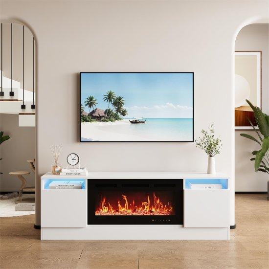 Şömineli Tv Ünitesi Beyaz