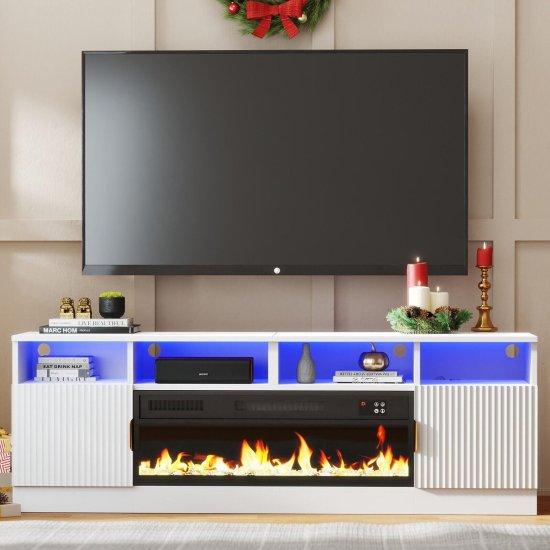 Şömineli Tv Ünitesi Beyaz