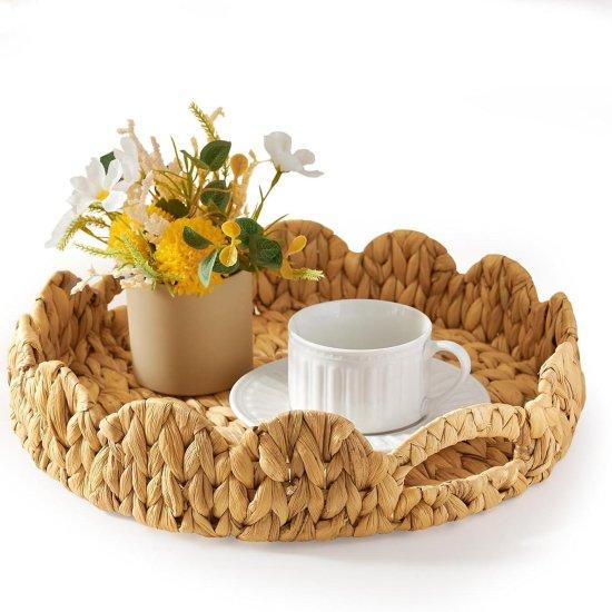 Sedefli Rattan Tepsi