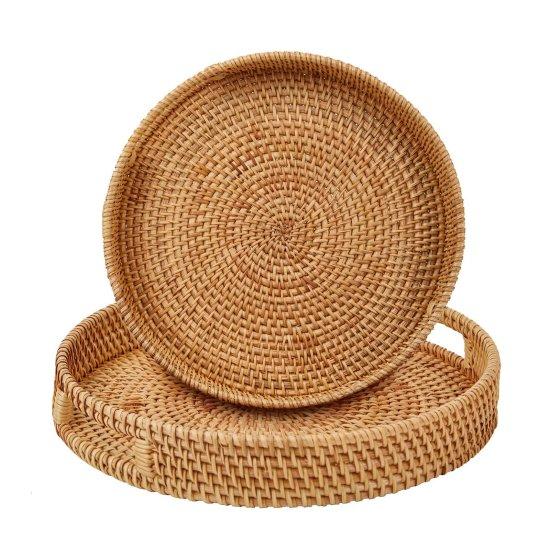 Sedefli Rattan Tepsi