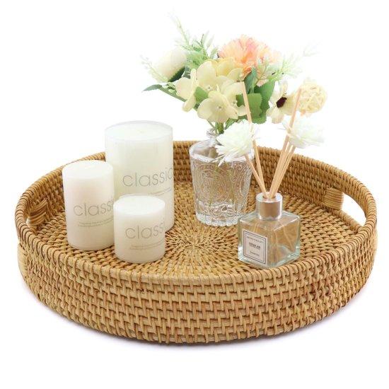 Sedefli Rattan Tepsi