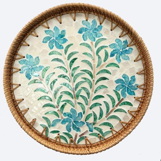 Sedefli Rattan Tepsi