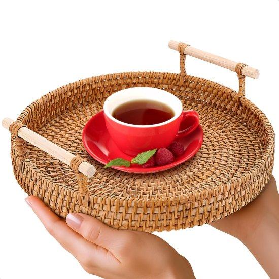 Sedefli Rattan Tepsi