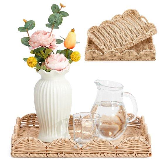 Sedefli Rattan Tepsi