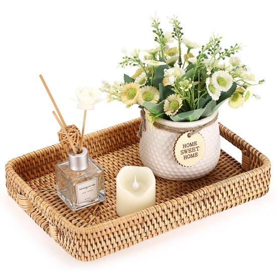 Sedefli Rattan Tepsi