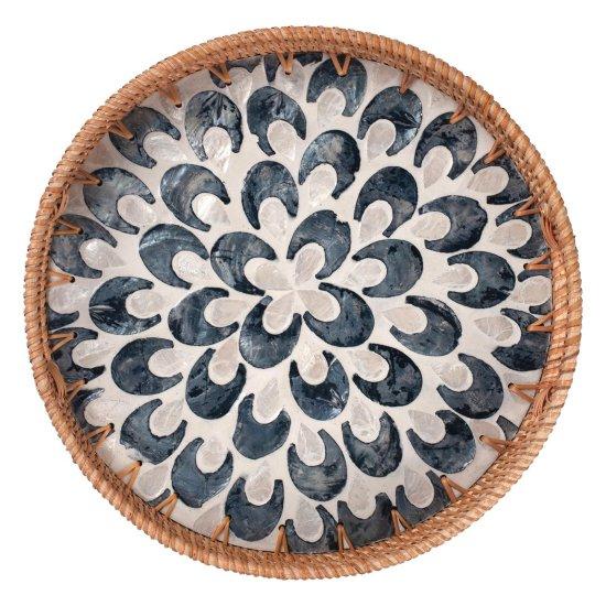 Sedefli Rattan Tepsi