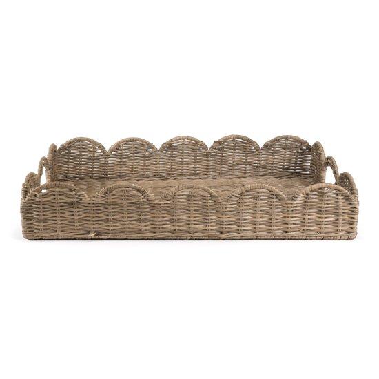 Sedefli Rattan Tepsi