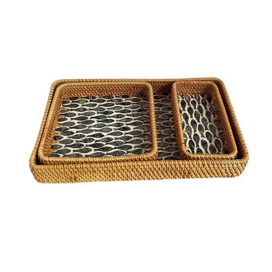 Sedefli Rattan Tepsi