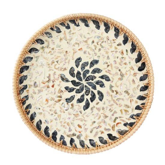 Sedefli Rattan Tepsi