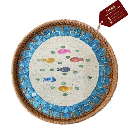 Sedefli Rattan Tepsi