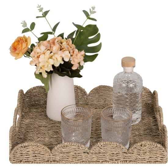 Sedefli Rattan Tepsi