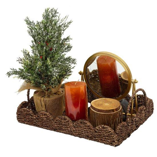 Sedefli Rattan Tepsi