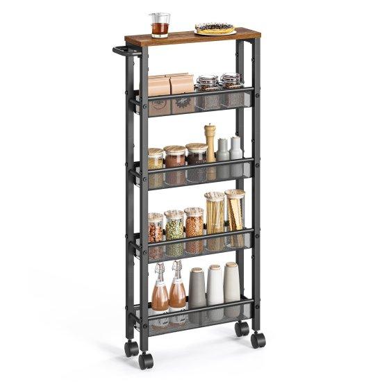 Buzdolabı Yanı Tekerlekli Kiler